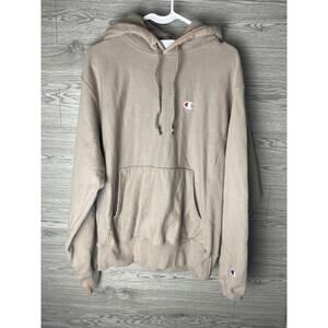 Vintage Champion Men’s Hoodie Reverse Weave Pullover  M Tan